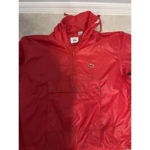 Vintage Izod Lacoste Anorak Pullover Windbreaker Rain Jacket XL Red